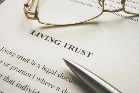 Information about Living trust and glasses on it